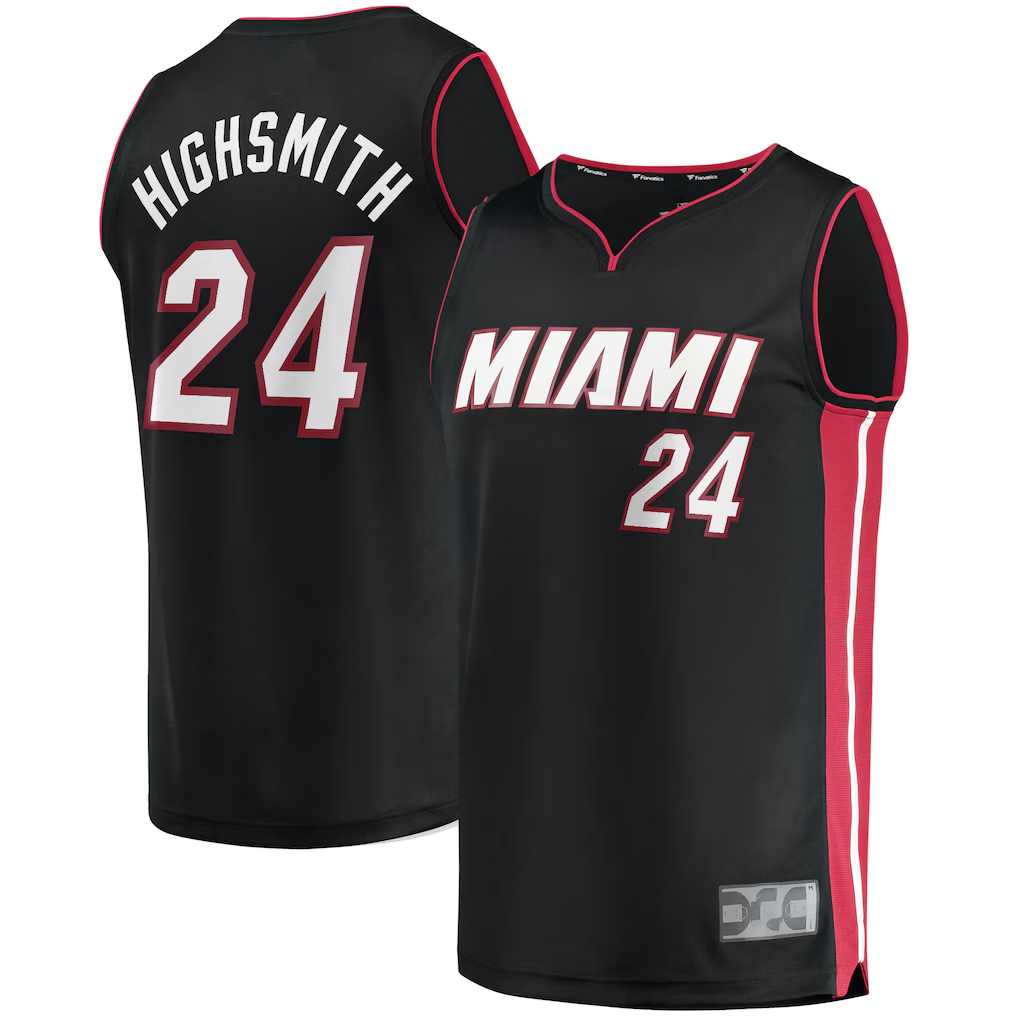 Elroe M.Heat #24 Haywood Highsmith Black 2021-2022 Fast Break Replica Jerseys - Icon Edition