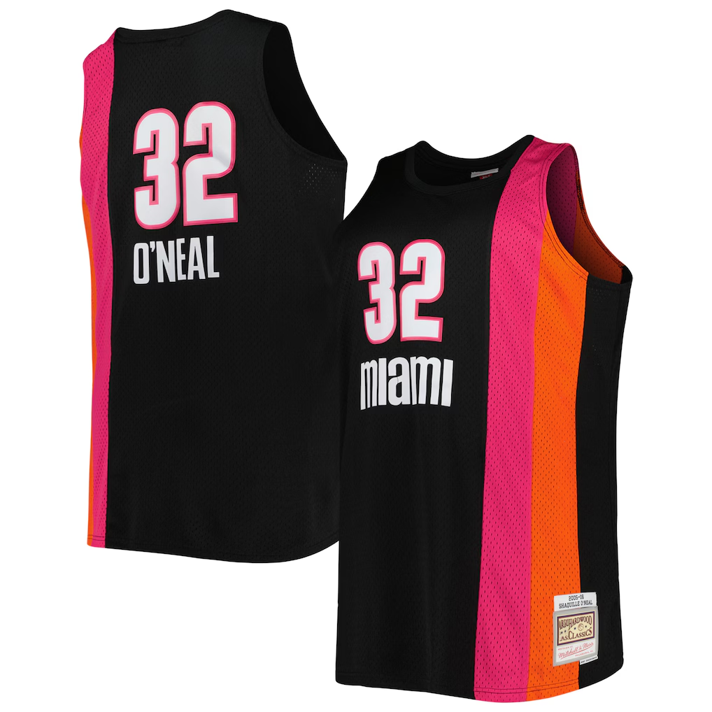 Elroe M.Heat #32 Shaquille O'Neal Mitchell & Ness Black Big & Tall Hardwood Classics 2005-2006 Swingman Jerseys