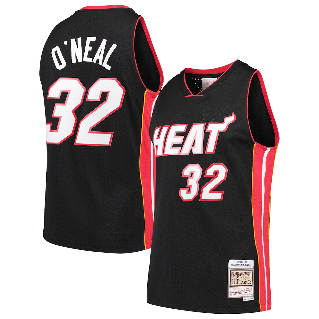 Elroe M.Heat #32 Shaquille O'Neal Mitchell & Ness Black Hardwood Classics Swingman Jerseys