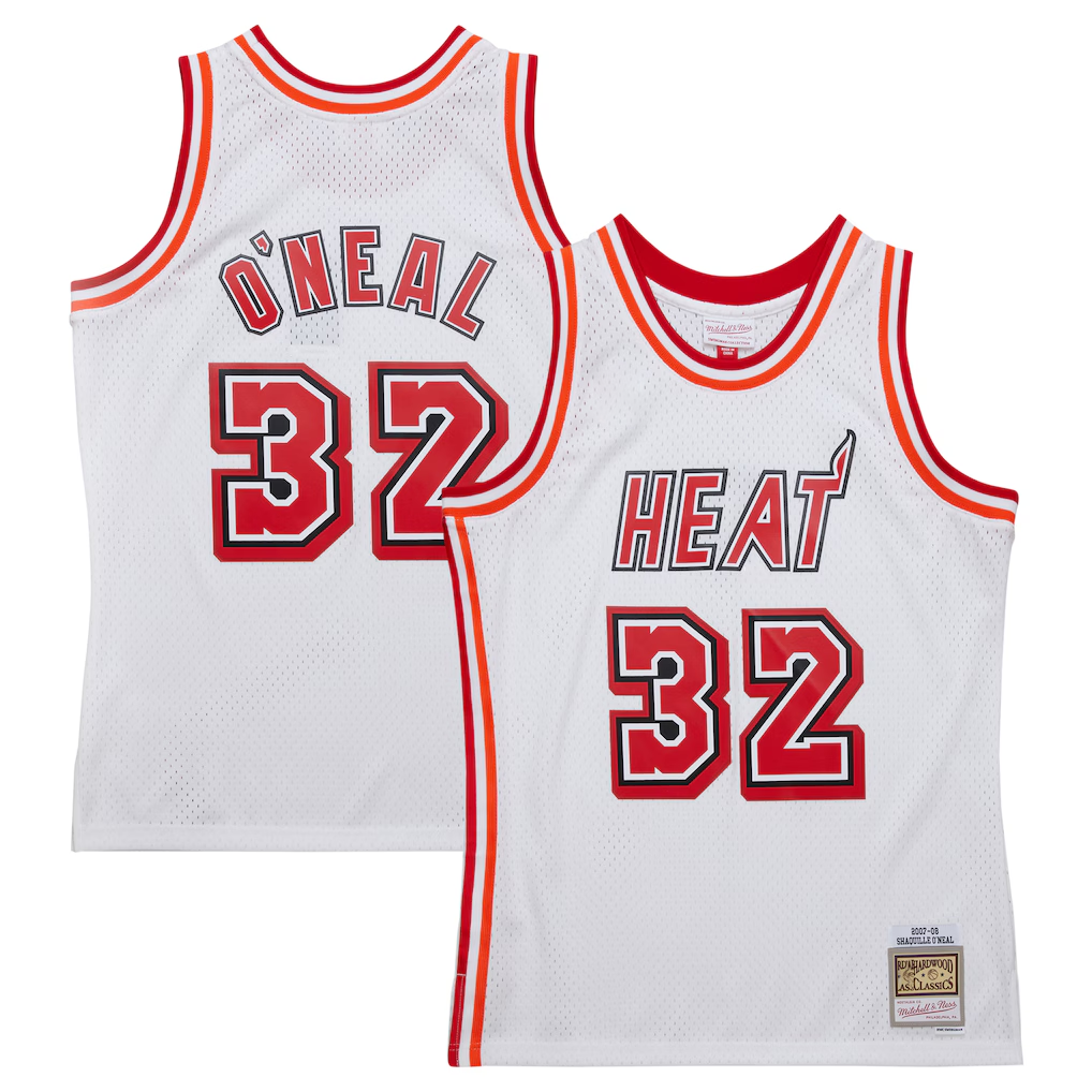 Elroe M.Heat #32 Shaquille O'Neal Mitchell & Ness White 2007-2008 Hardwood Classics Swingman Jerseys
