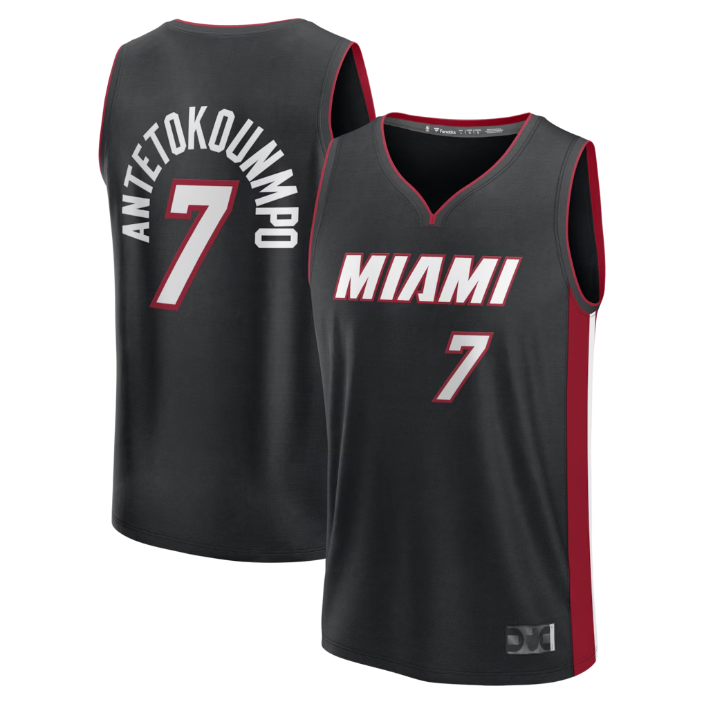 Elroe M.Heat #7 Giannis Antetokounmpo Black Fast Break Jerseys - Icon Edition