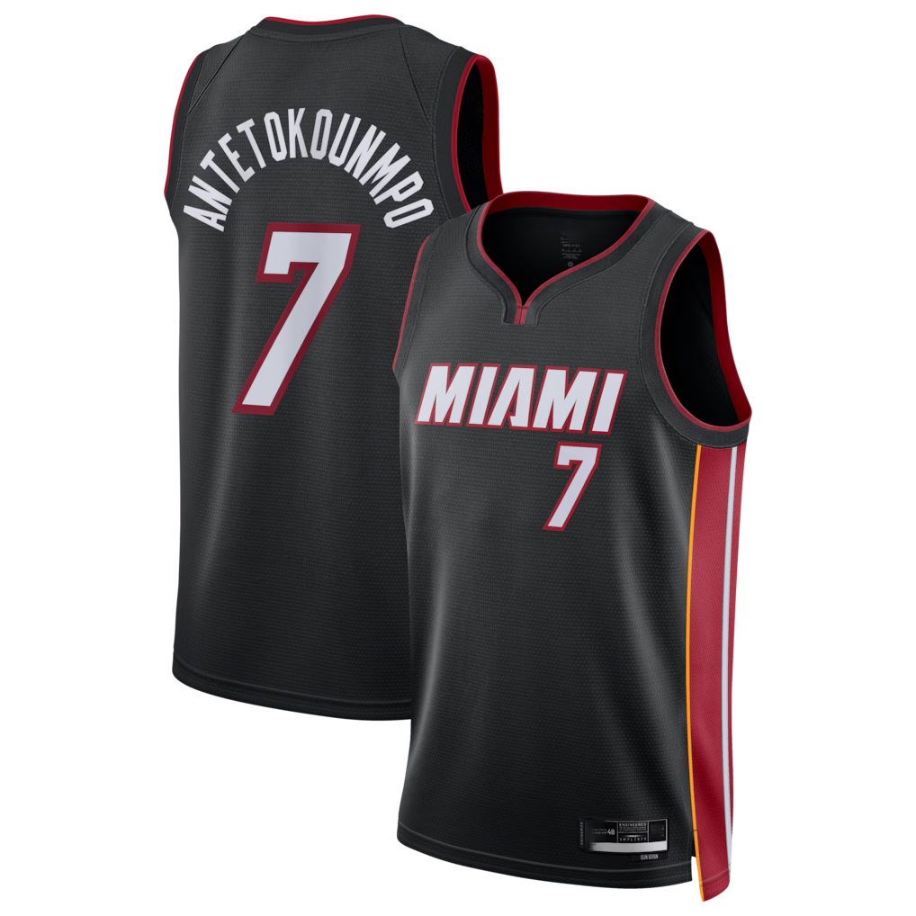 Elroe M.Heat #7 Giannis Antetokounmpo Black Swingman Jerseys - Icon Edition