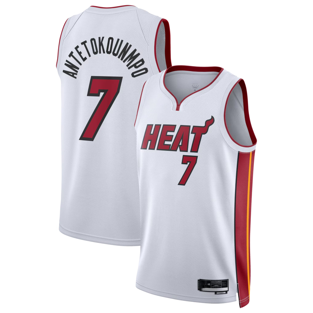 Elroe M.Heat #7 Giannis Antetokounmpo White Swingman Jerseys - Association Edition