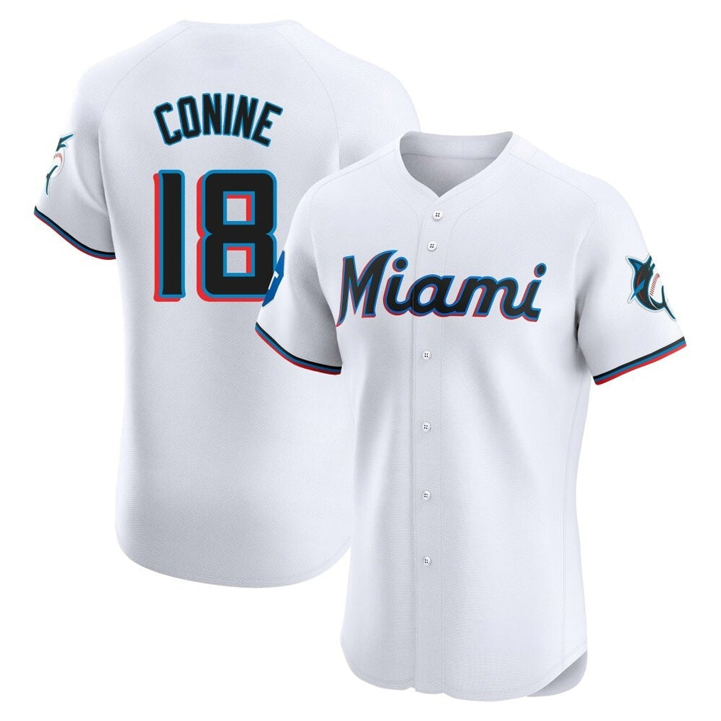 Elroe M.Marlins #18 Griffin Conine Player White Home Limited Elite Stitched Jerseys