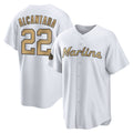 Elroe M.Marlins #22 Sandy Alcantara Player Gold Home Game Stitched Jerseys