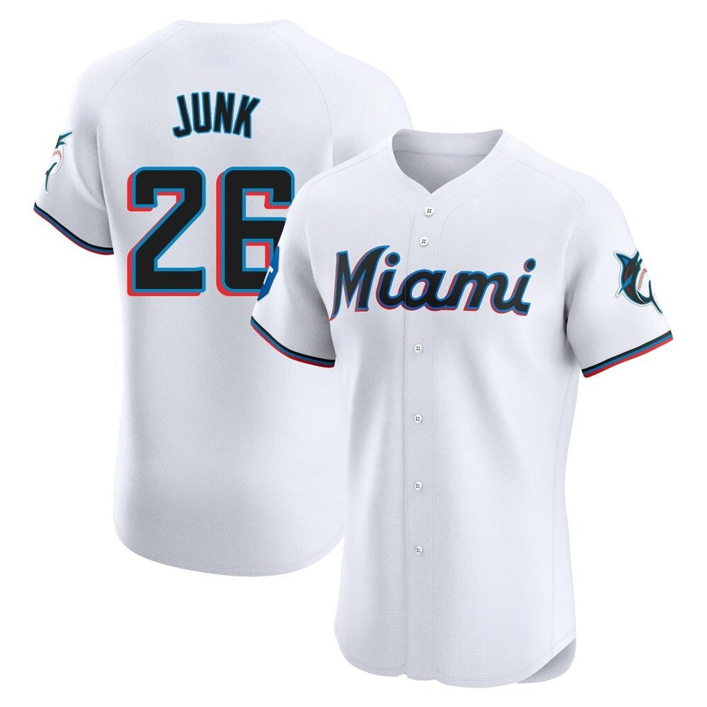 Elroe M.Marlins #26 Janson Junk Player White Home Limited Elite Stitched Jerseys