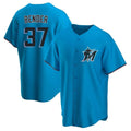 Elroe M.Marlins #37 Anthony Bender Player Blue Home Game Stitched Jerseys