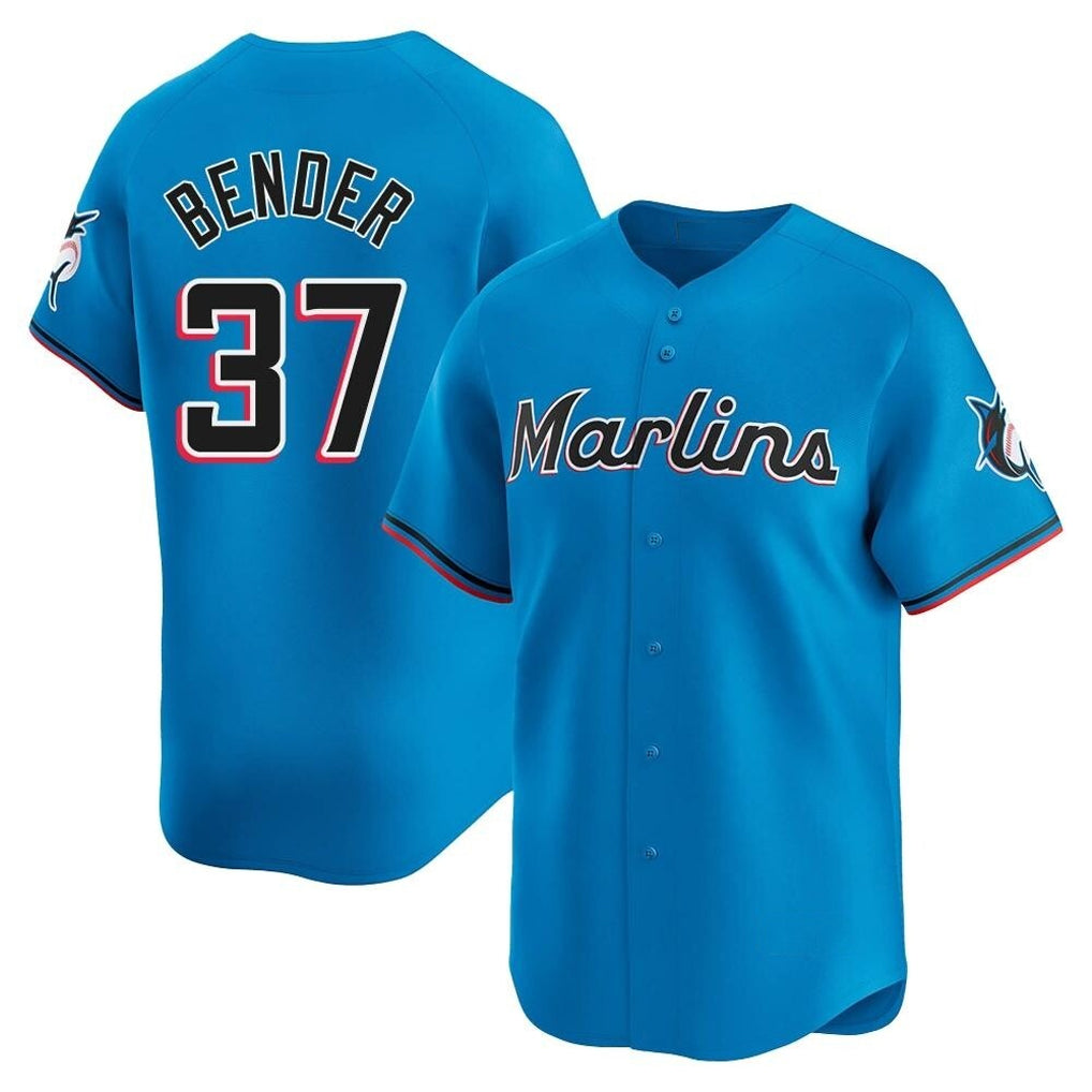 Elroe M.Marlins #37 Anthony Bender Player Blue Home Limited Stitched Jerseys