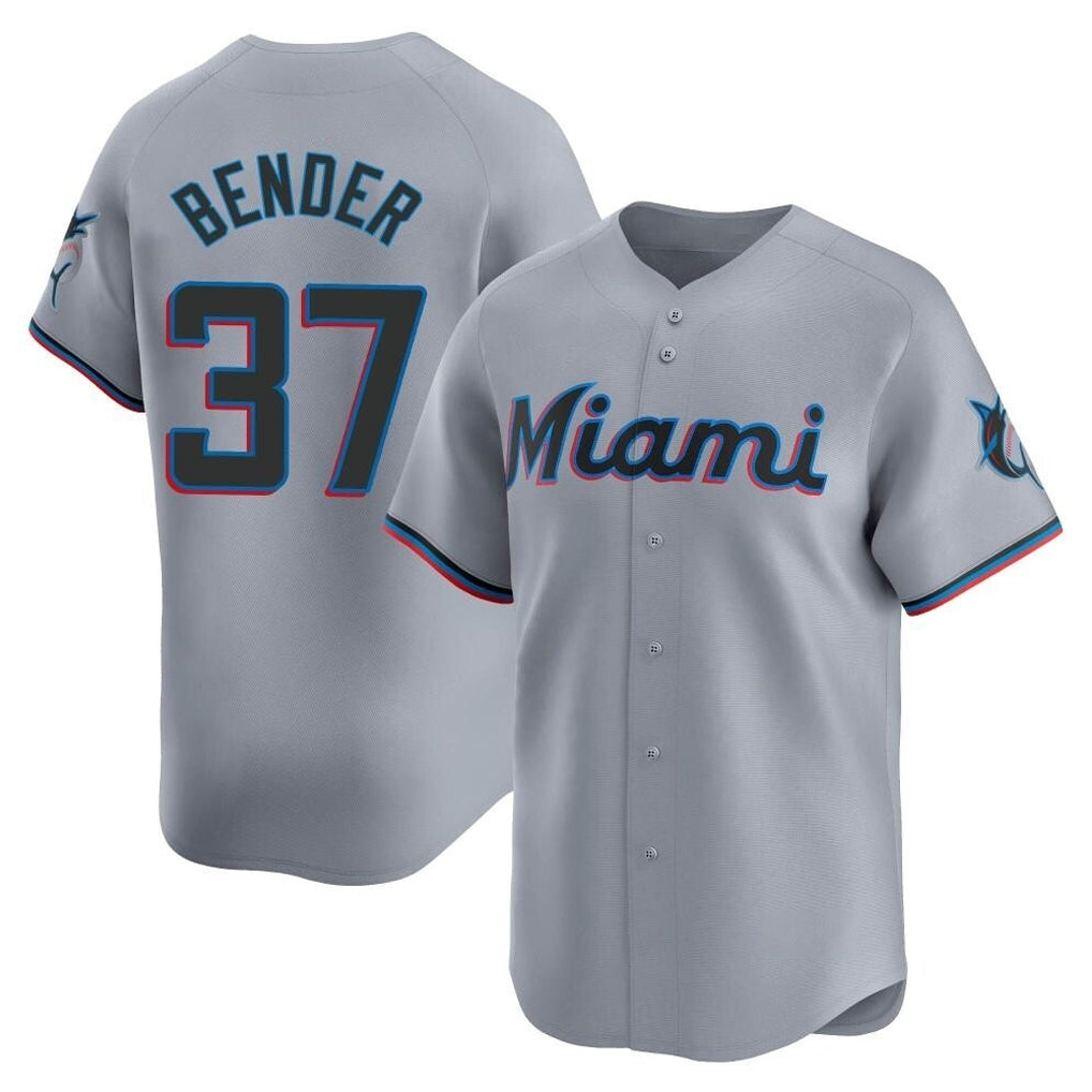Elroe M.Marlins #37 Anthony Bender Player Gray Home Limited Stitched Jerseys
