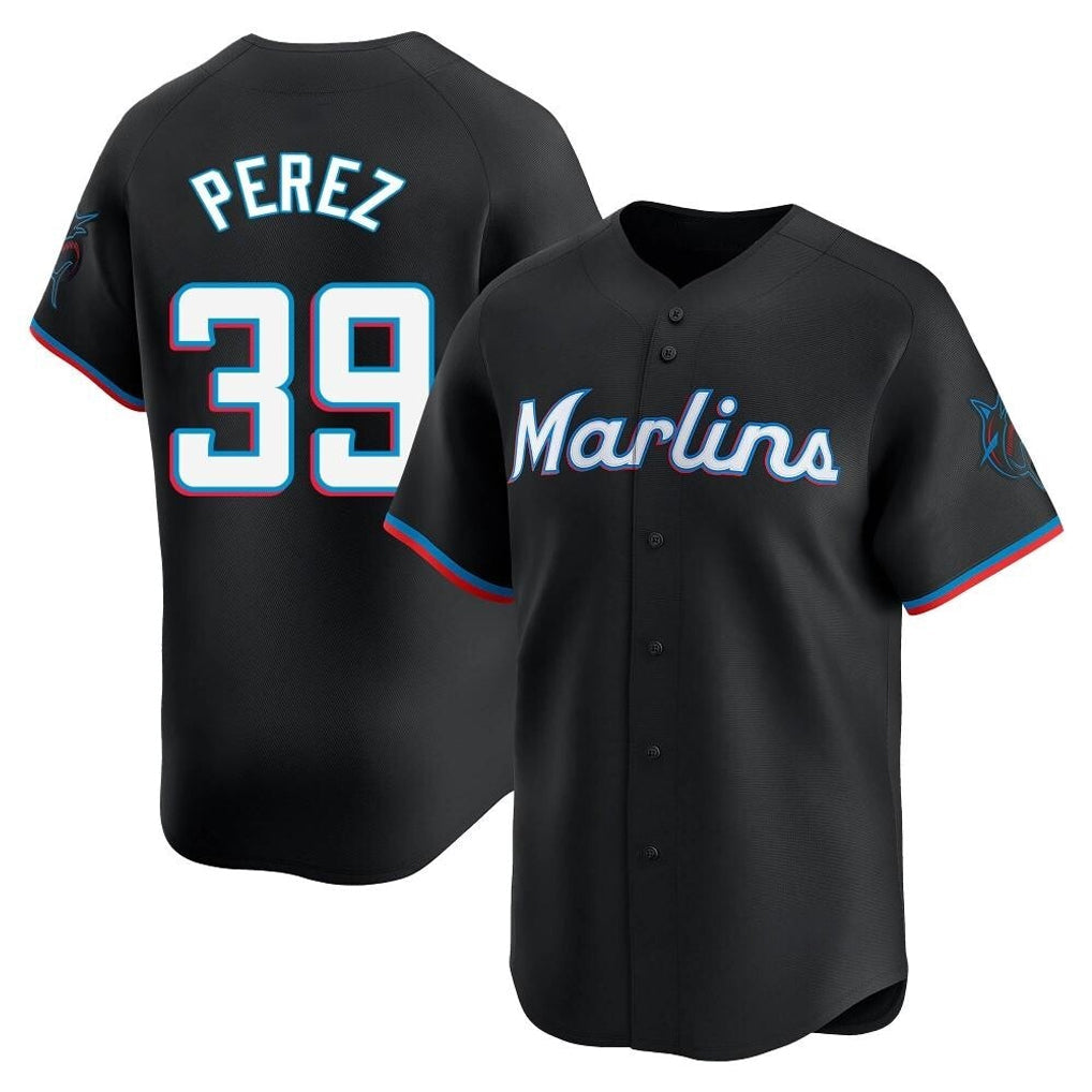 Elroe M.Marlins #39 Eury Perez Player Black  Home Limited Stitched Jerseys