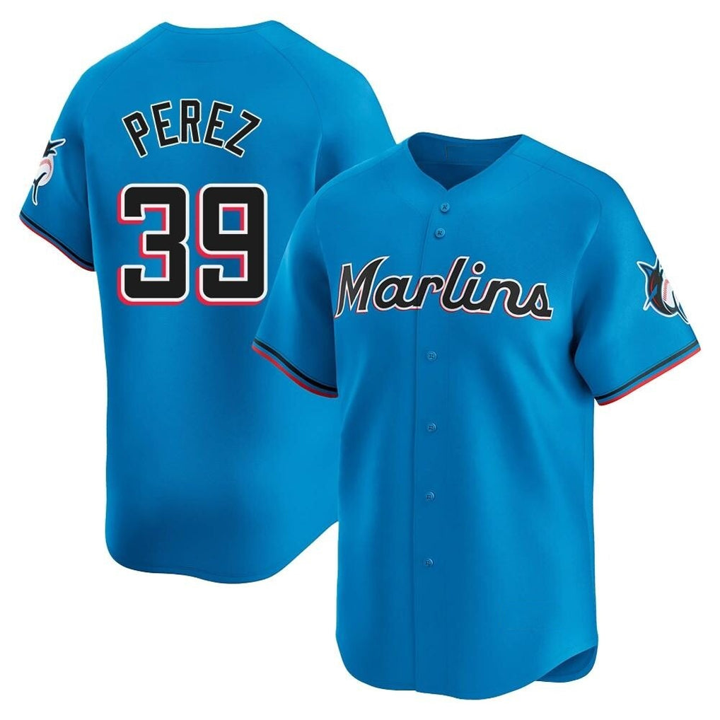 Elroe M.Marlins #39 Eury Perez Player Blue Home Limited Stitched Jerseys