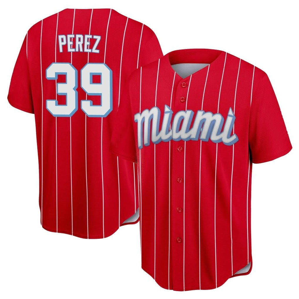 Elroe M.Marlins #39 Eury Perez Player Red City Connect Home Game Stitched Jerseys