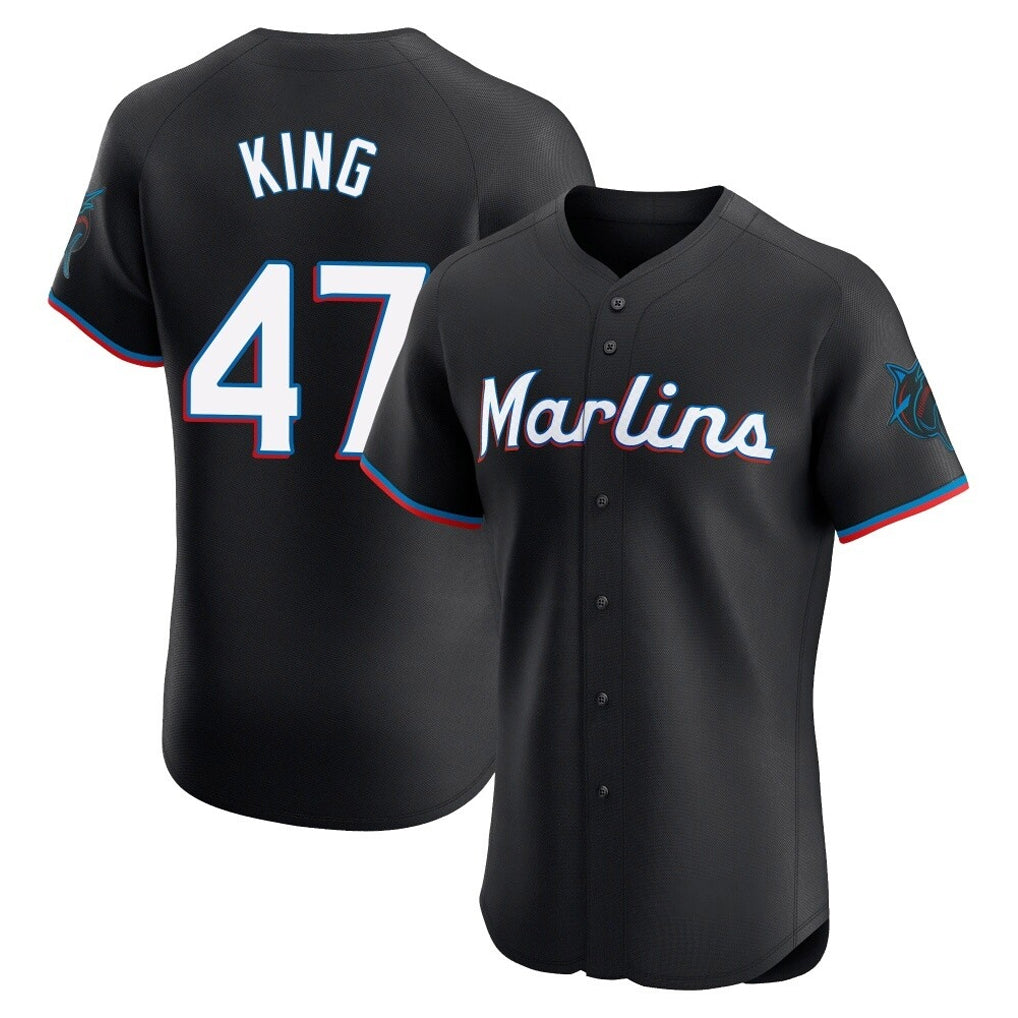 Elroe M.Marlins #47 John King Player Black Vapor Home Limited Elite Stitched Jerseys