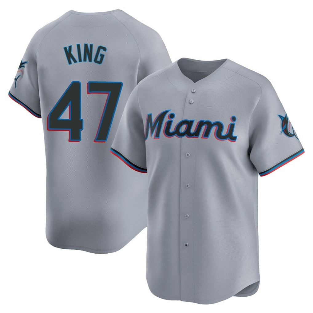 Elroe M.Marlins #47 John King Player Gray  Home Limited Stitched Jerseys