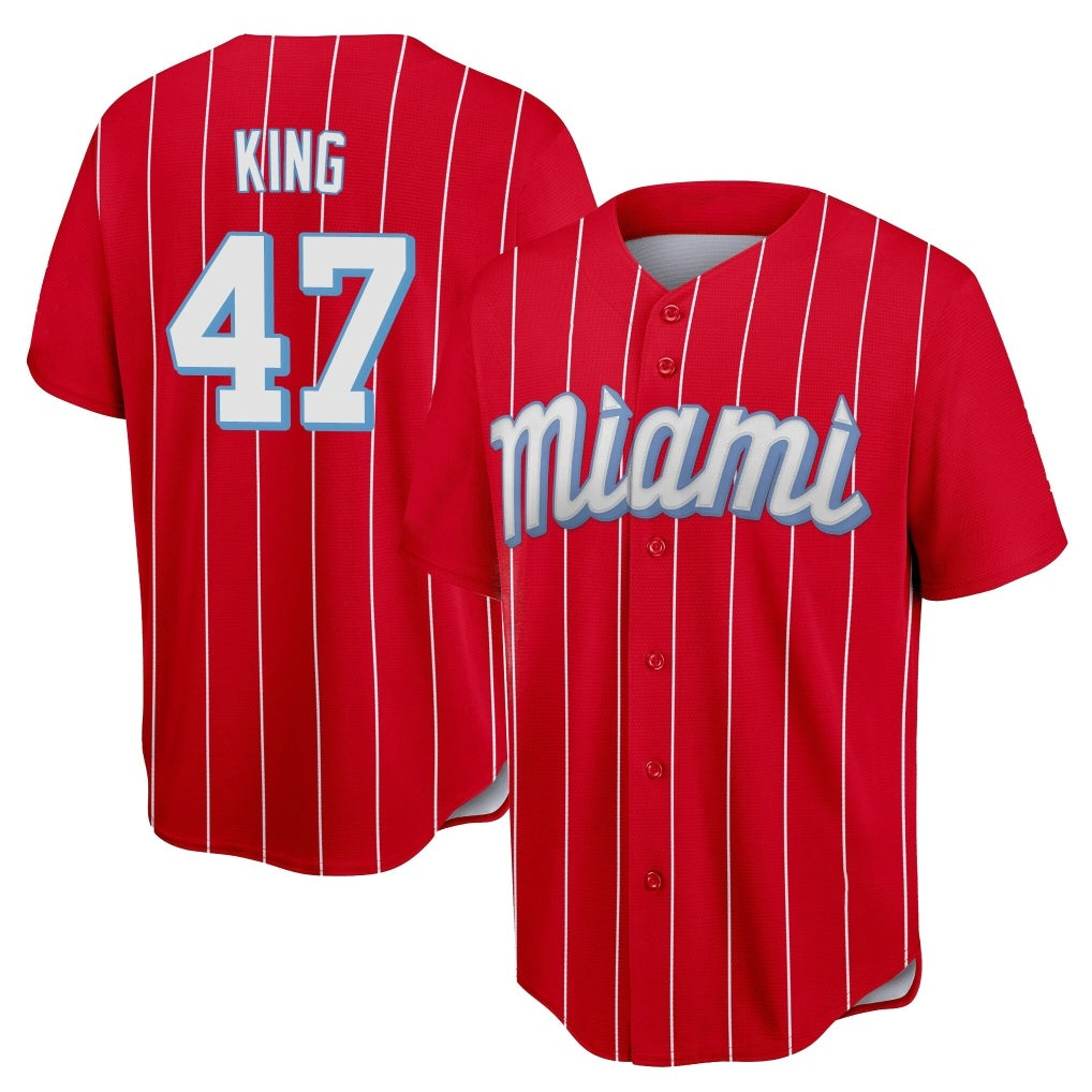 Elroe M.Marlins #47 John King Player Red City Connect Home Game Stitched Jerseys
