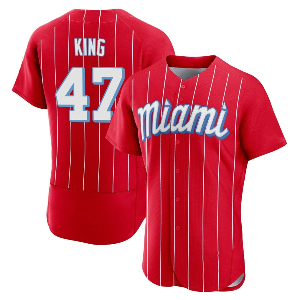 Elroe M.Marlins #47 John King Player Red City Connect Home Limited Elite Stitched Jerseys