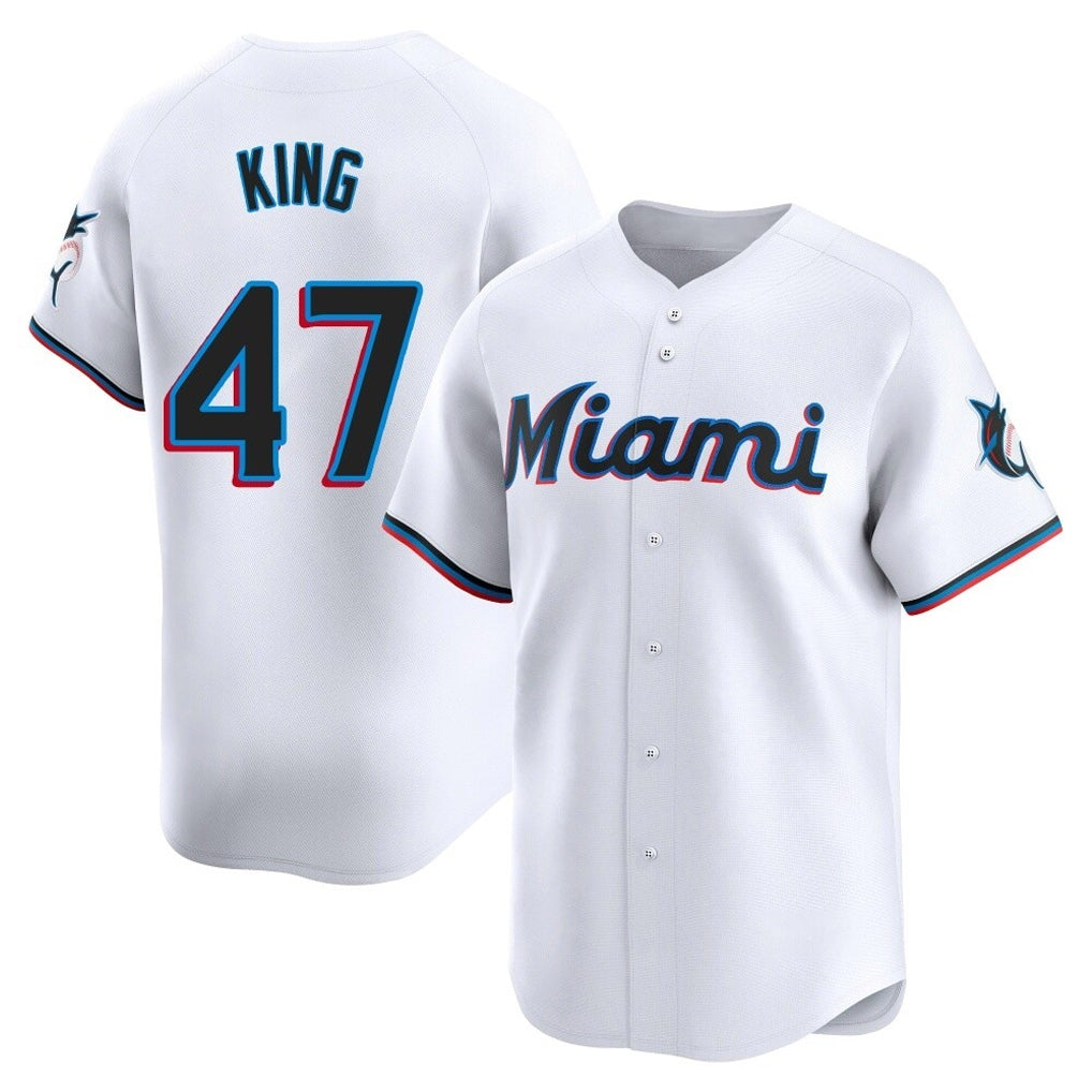Elroe M.Marlins #47 John King Player White  Home Limited Stitched Jerseys
