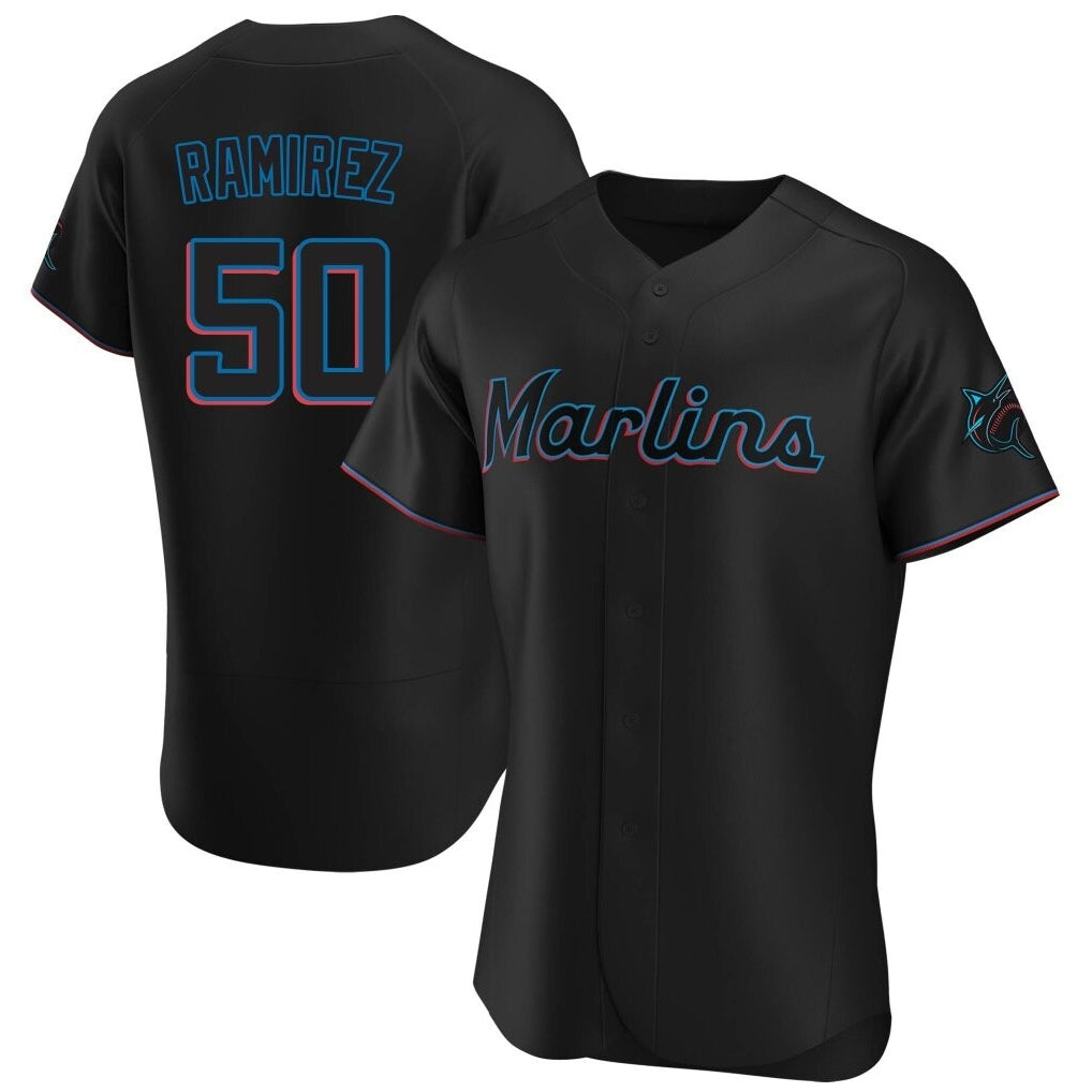Elroe M.Marlins #50 Agustin Ramirez Player Black Home Limited Elite Stitched Jerseys