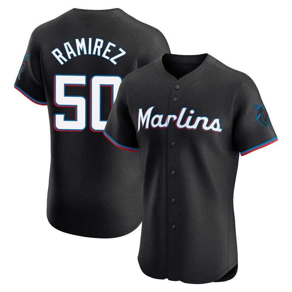 Elroe M.Marlins #50 Agustin Ramirez Player Black Vapor Home Limited Elite Stitched Jerseys