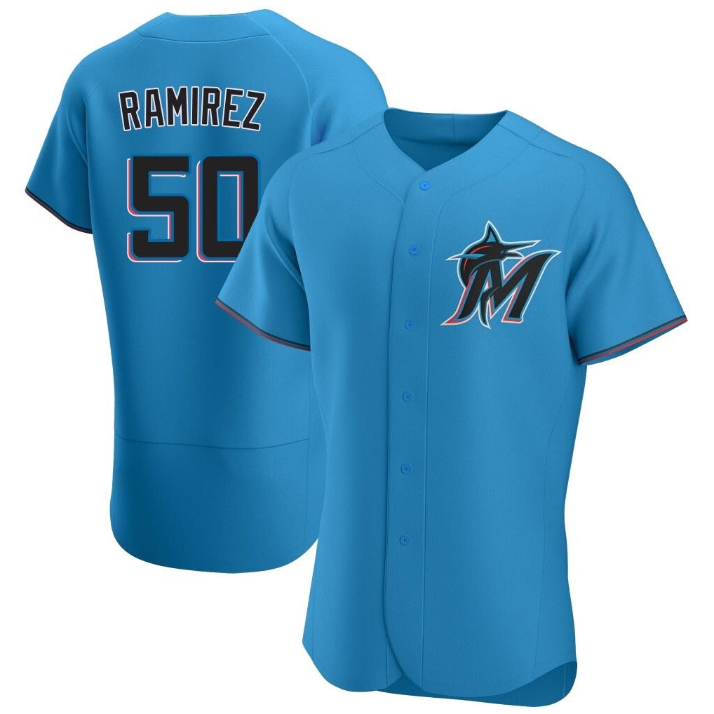 Elroe M.Marlins #50 Agustin Ramirez Player Blue Home Limited Elite Stitched Jerseys