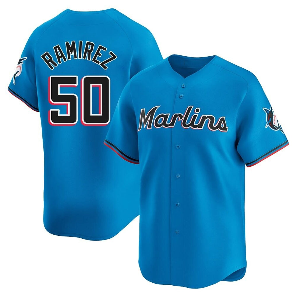 Elroe M.Marlins #50 Agustin Ramirez Player Blue Home Limited Stitched Jerseys