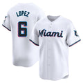 Elroe M.Marlins #6 Otto Lopez Player White  Home Limited Stitched Jerseys