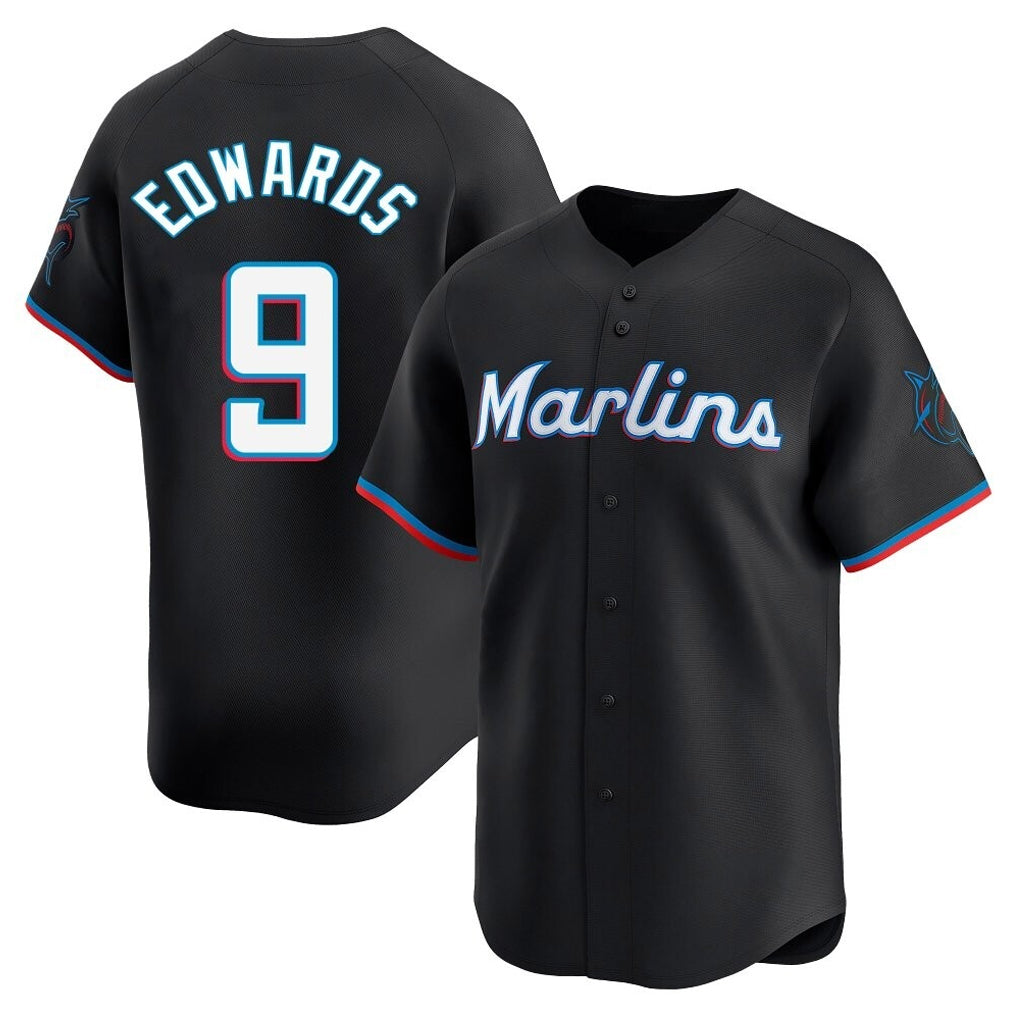 Elroe M.Marlins #9 Xavier Edwards Player Black  Home Limited Stitched Jerseys