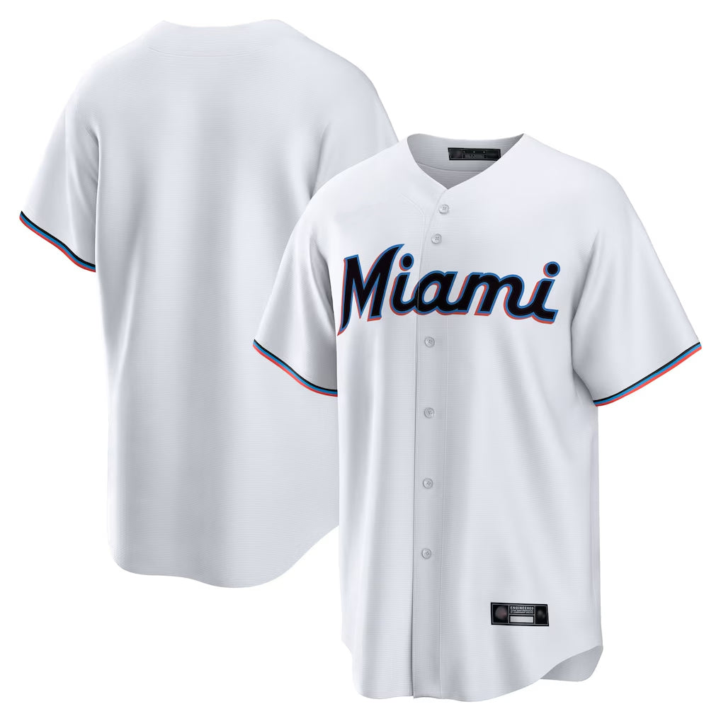 Elroe M.Marlins Blank Player White  Home Game Stitched Jerseys