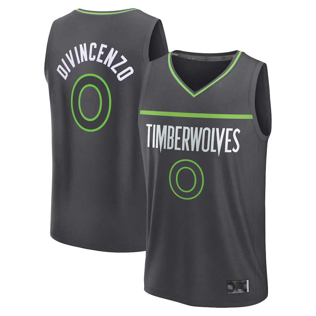 Elroe M.Timberwolves #0 Donte DiVincenzo Charcoal Fast Break Replica Player Stitched Jerseys - Statement Edition