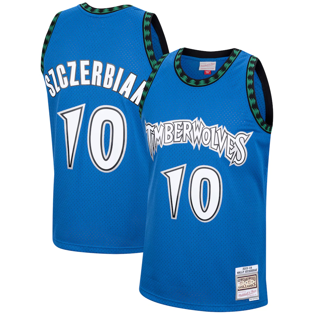 Elroe M.Timberwolves #10 Wally Szczerbiak Mitchell & Ness Blue 2003-2004 Hardwood Classics Swingman Stitched Jerseys