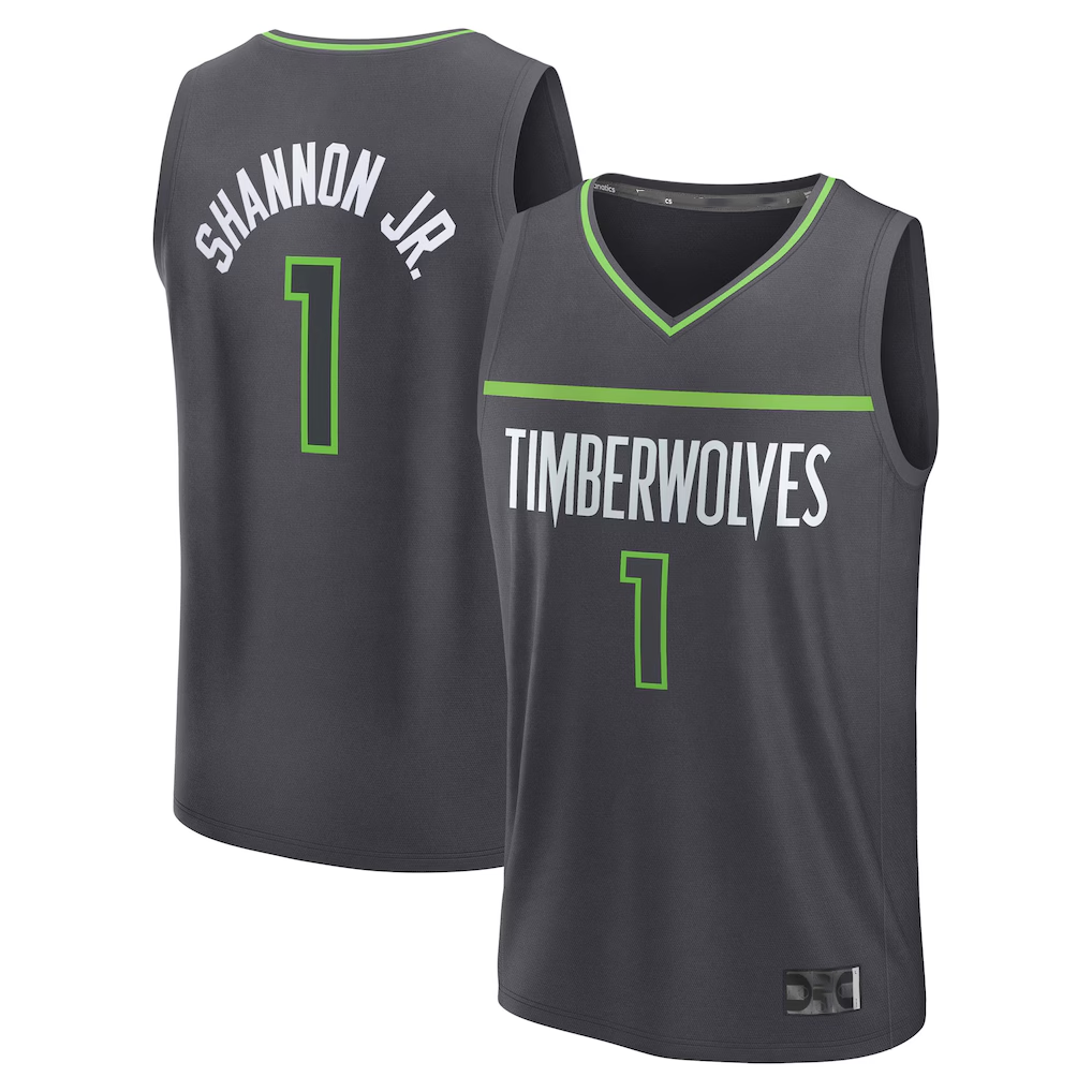 Elroe M.Timberwolves #1 Terrence Shannon Jr. Anthracite Fast Break Replica Stitched Jerseys - Statement Edition
