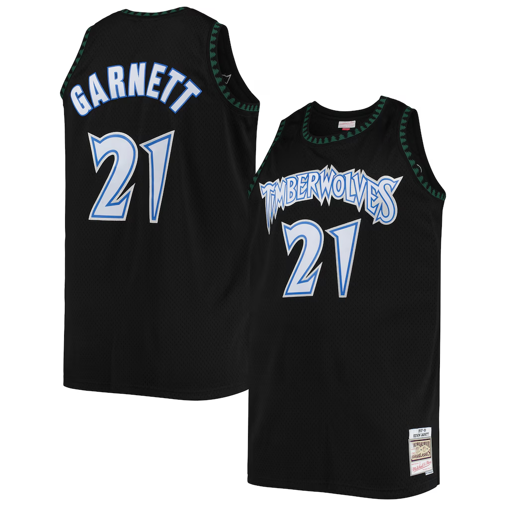 Elroe M.Timberwolves #21 Kevin Garnett Mitchell & Ness Black 1997-1998 Big & Tall Hardwood Classics Swingman Stitched Jerseys