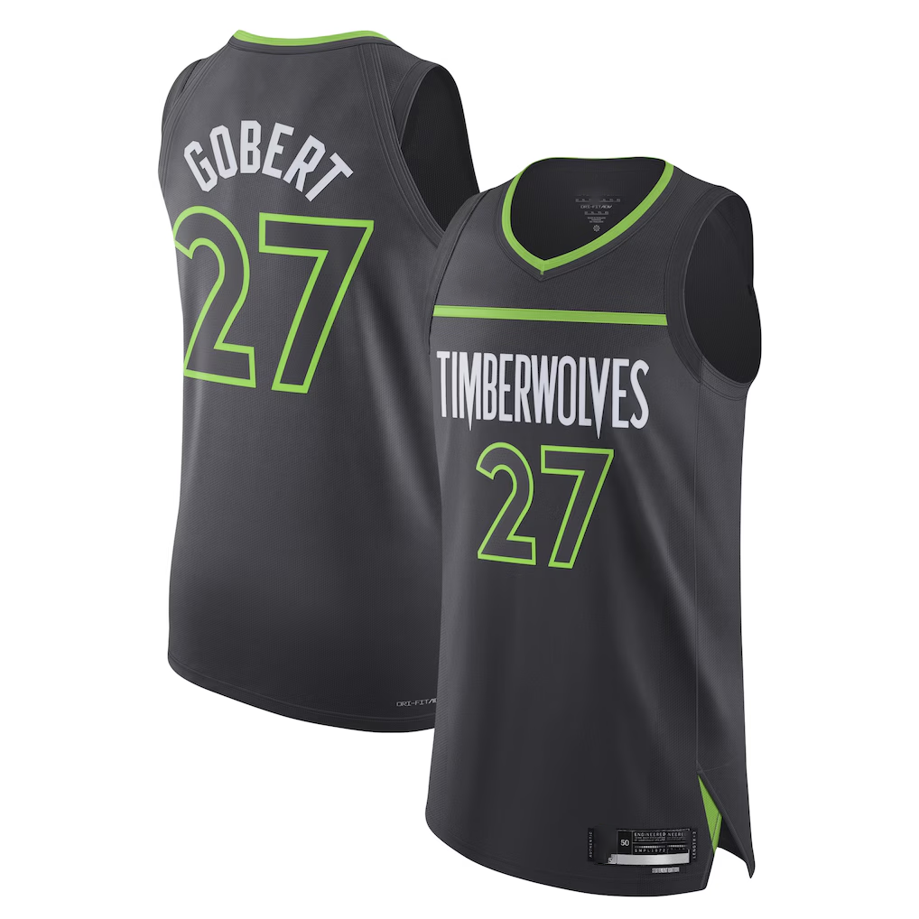 Elroe M.Timberwolves #27 Rudy Gobert Jordan Brand Anthracite Authentic Stitched Jerseys- Statement Edition