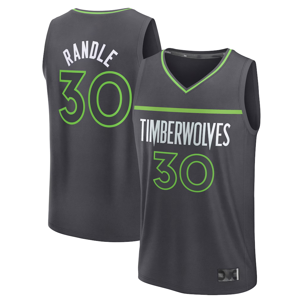 Elroe M.Timberwolves #30 Julius Randle Charcoal Fast Break Replica Player Stitched Jerseys - Statement Edition