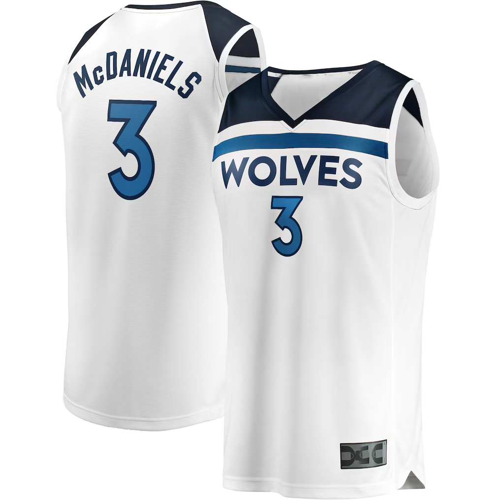 Elroe M.Timberwolves #3 Jaden McDaniels White Fast Break Replica Player Stitched Jerseys - Association Edition
