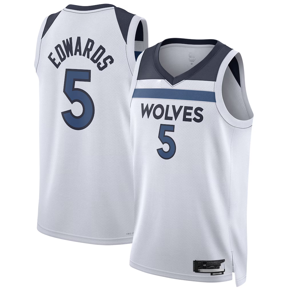 Elroe M.Timberwolves #5 Anthony Edwards White Swingman Stitched Jerseys - Association Edition