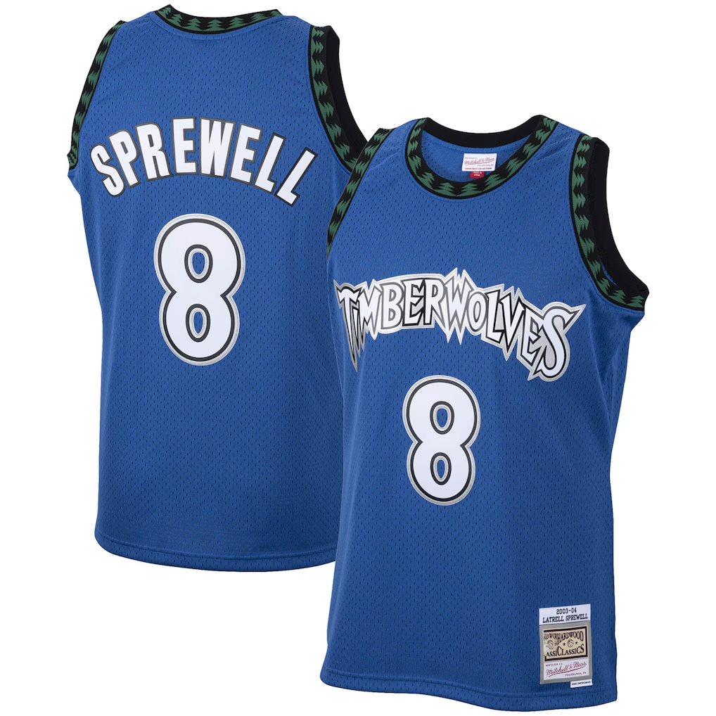 Elroe M.Timberwolves #8 Latrell Sprewell Mitchell & Ness Blue 2003-2004 Hardwood Classics Swingman Stitched Jerseys