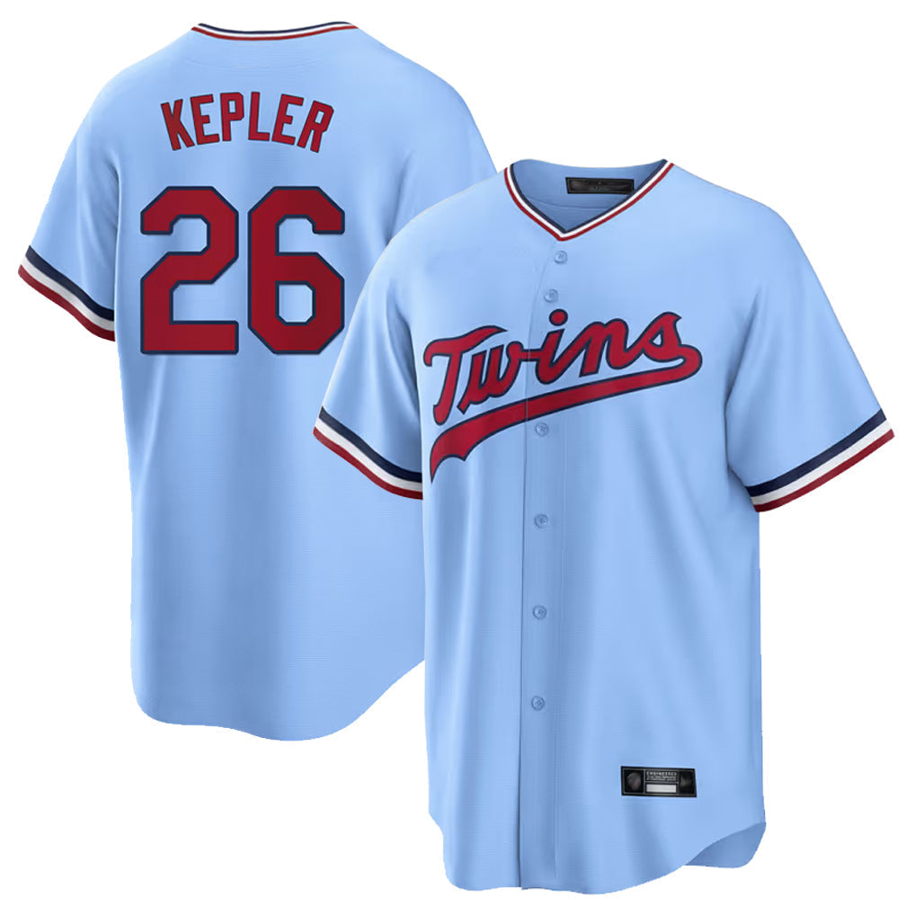 Elroe M.Twins #26 Max Kepler Player Light Blue Road Cooperstown CollectionKillebrew T-shirt Stitched Jerseys