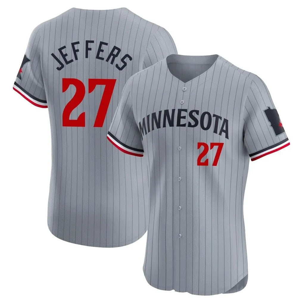 Elroe M.Twins #27 Ryan Jeffers Player Gray Home Limited Elite Stitched Jerseys