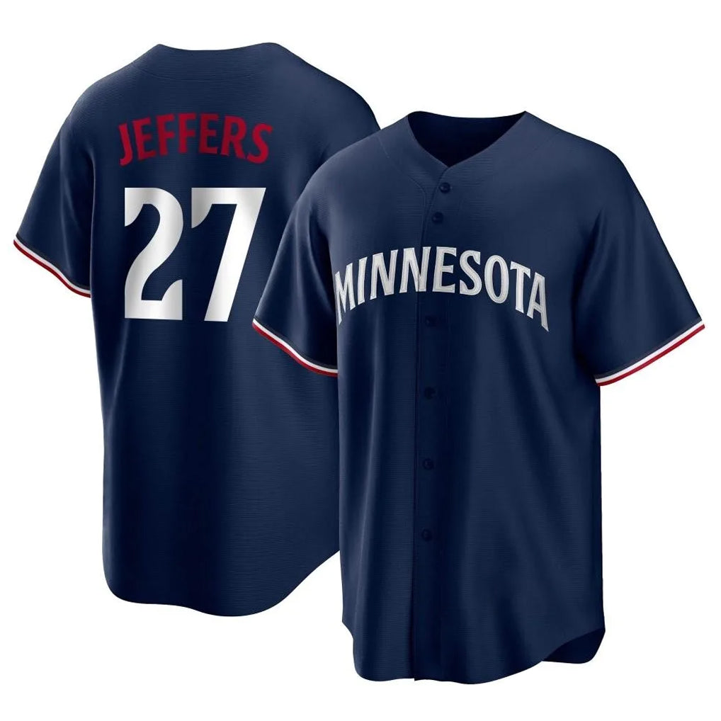 Elroe M.Twins #27 Ryan Jeffers Player Navy Replica Alternate Home Stitched Jerseys