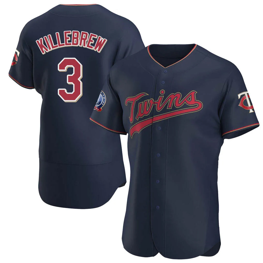 Elroe M.Twins #3 Harmon Killebrew Player Navy 60th Home Limited Elite Stitched Jerseys