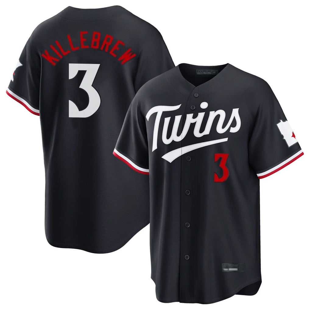 Elroe M.Twins #3 Harmon Killebrew Player Navy Home Game Stitched Jerseys