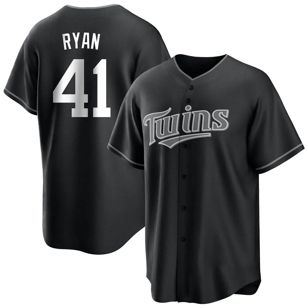 Elroe M.Twins #41 Joe Ryan Player Black Home Game Stitched Jerseys