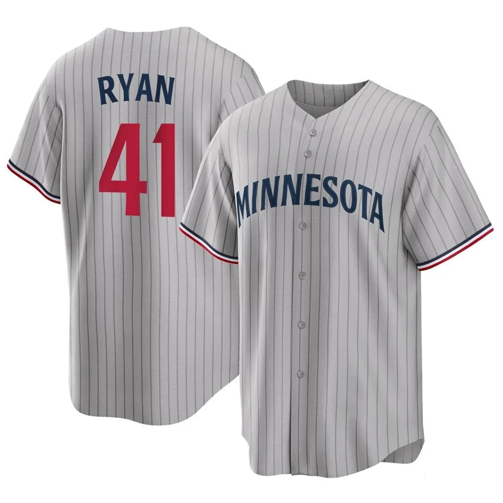 Elroe M.Twins #41 Joe Ryan Player Gray Game Limited Home Stitched Jerseys