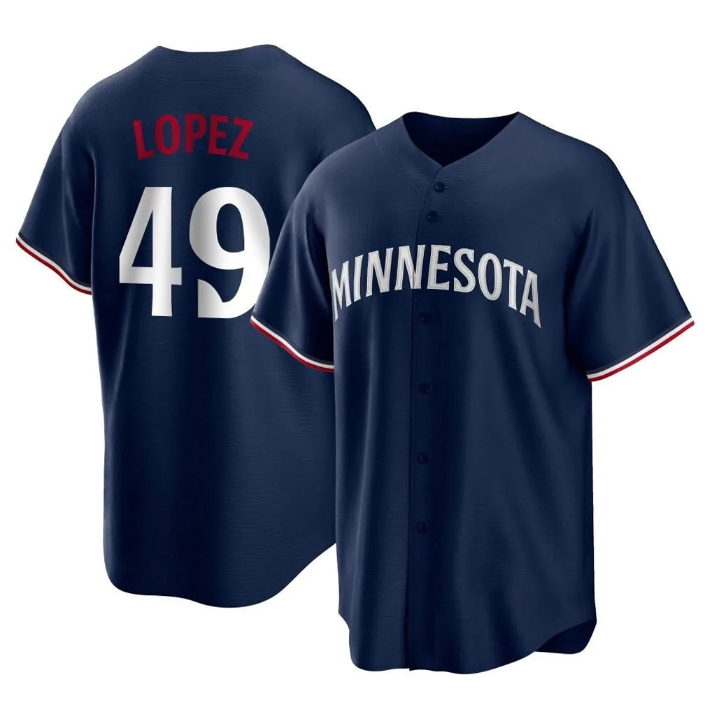 Elroe M.Twins #49 Pablo Lopez Player Navy Replica Alternate Home Stitched Jerseys