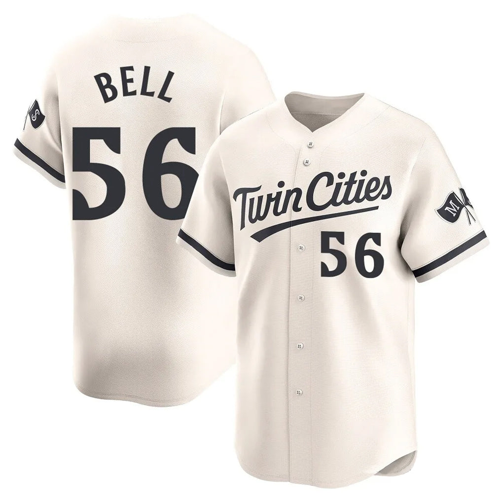 Elroe M.Twins #56 Josh Bell Player Cream Home Limited Stitched Jerseys
