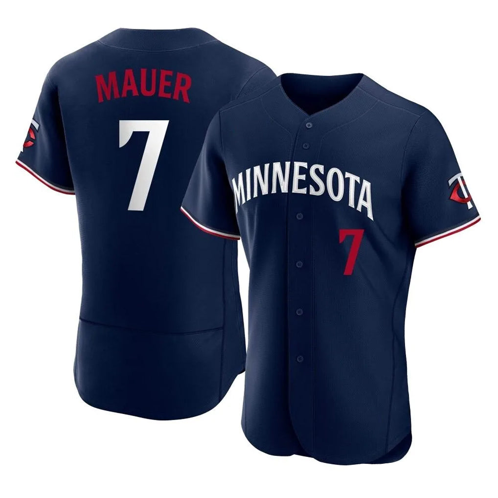 Elroe M.Twins #7 Joe Mauer Player Navy Replica Home Limited Elite Stitched Jerseys