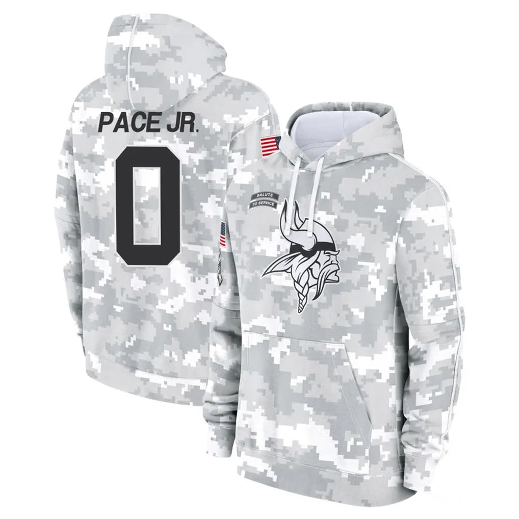 Elroe MN.Vikings #0 Ivan Pace Jr. Player Arctic Camo Salute to Service Pullover Hoodies Limited Game Stitched Jerseys