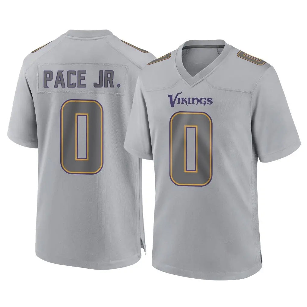 Elroe MN.Vikings #0 Ivan Pace Jr. Player Gray Atmosphere Fashion Home Game Stitched Jerseys
