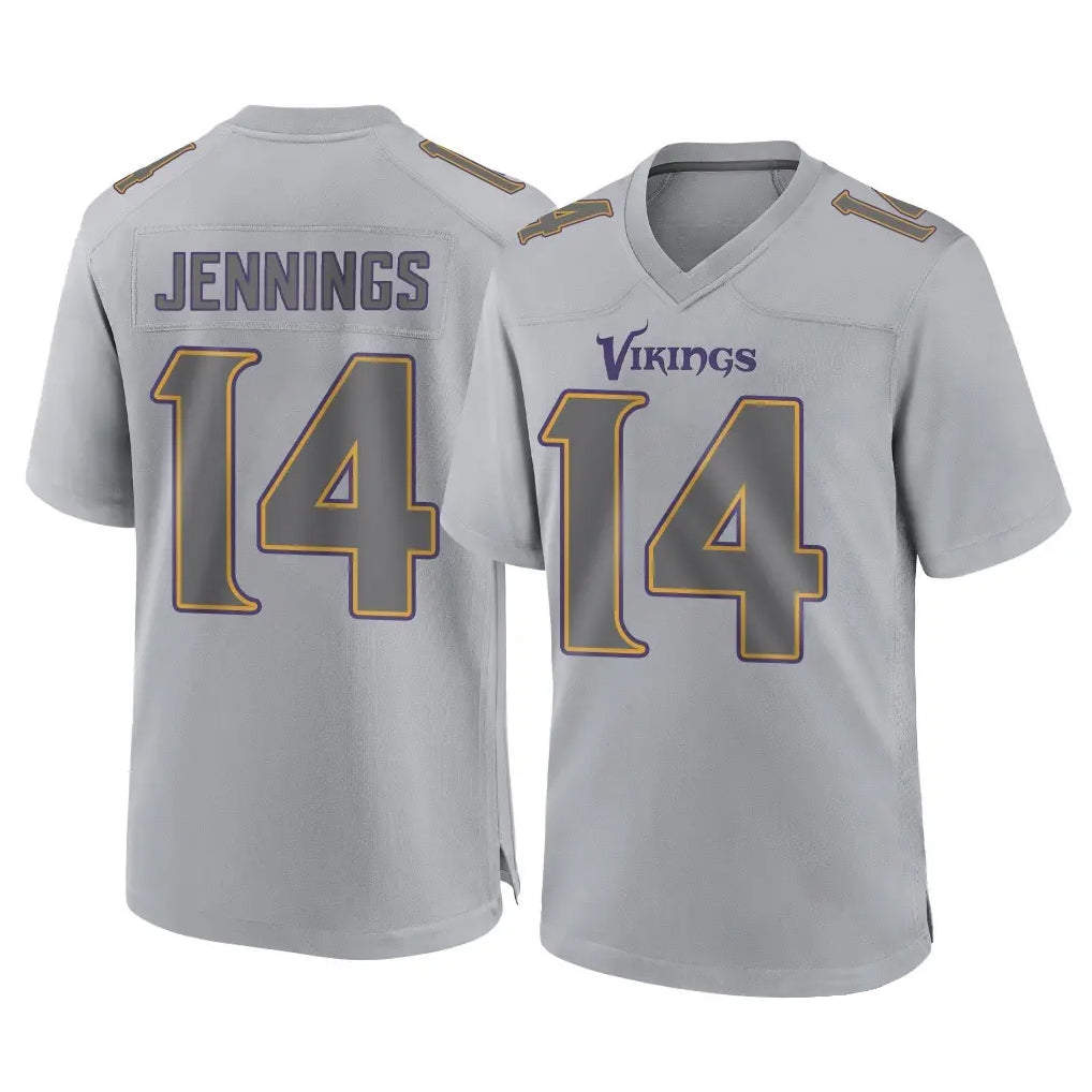 Elroe MN.Vikings #14 Jauan Jennings Player Gray Atmosphere Fashion Home Game Stitched Jerseys